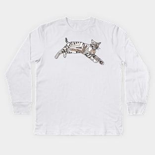 White Tabby Cat looking Angry Kids Long Sleeve T-Shirt